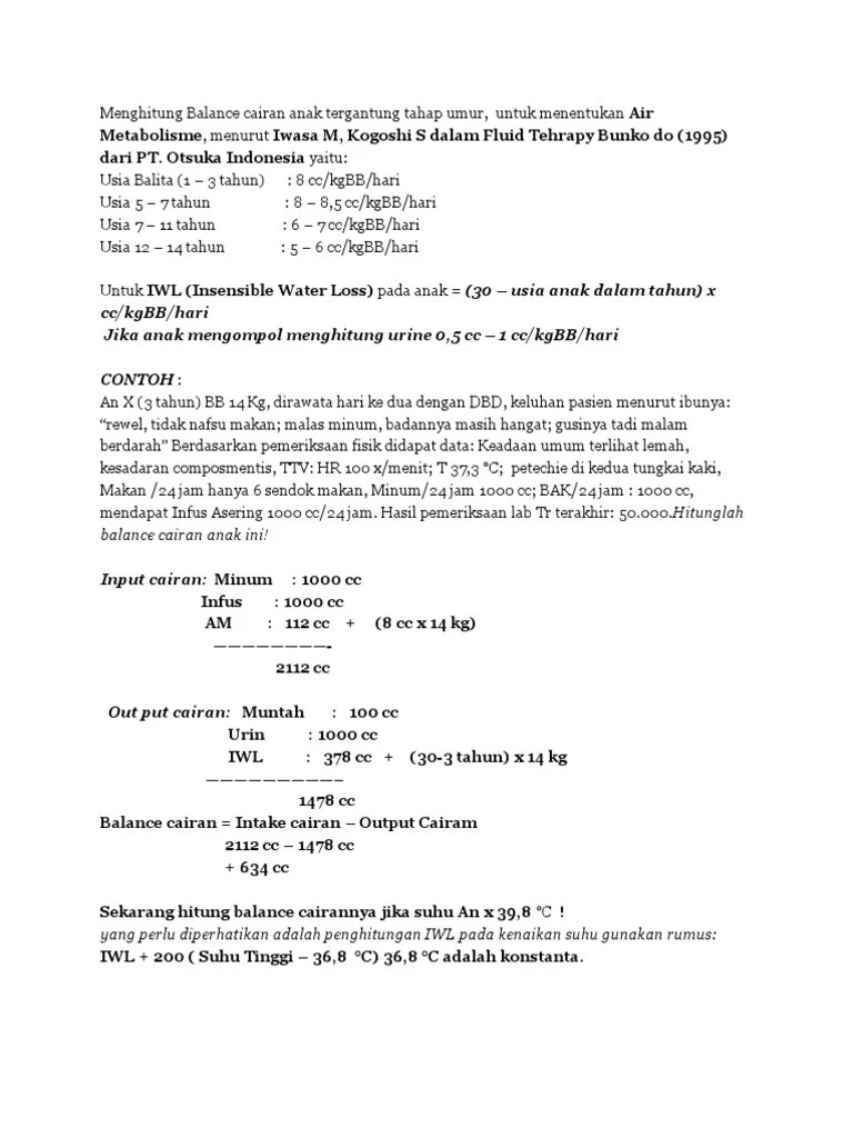 Menghitung Balance Cairan Anak Tergantung Tahap Umur | PDF