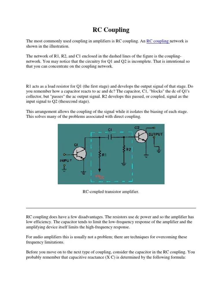 RC Coupling PDF Amplifier Capacitor