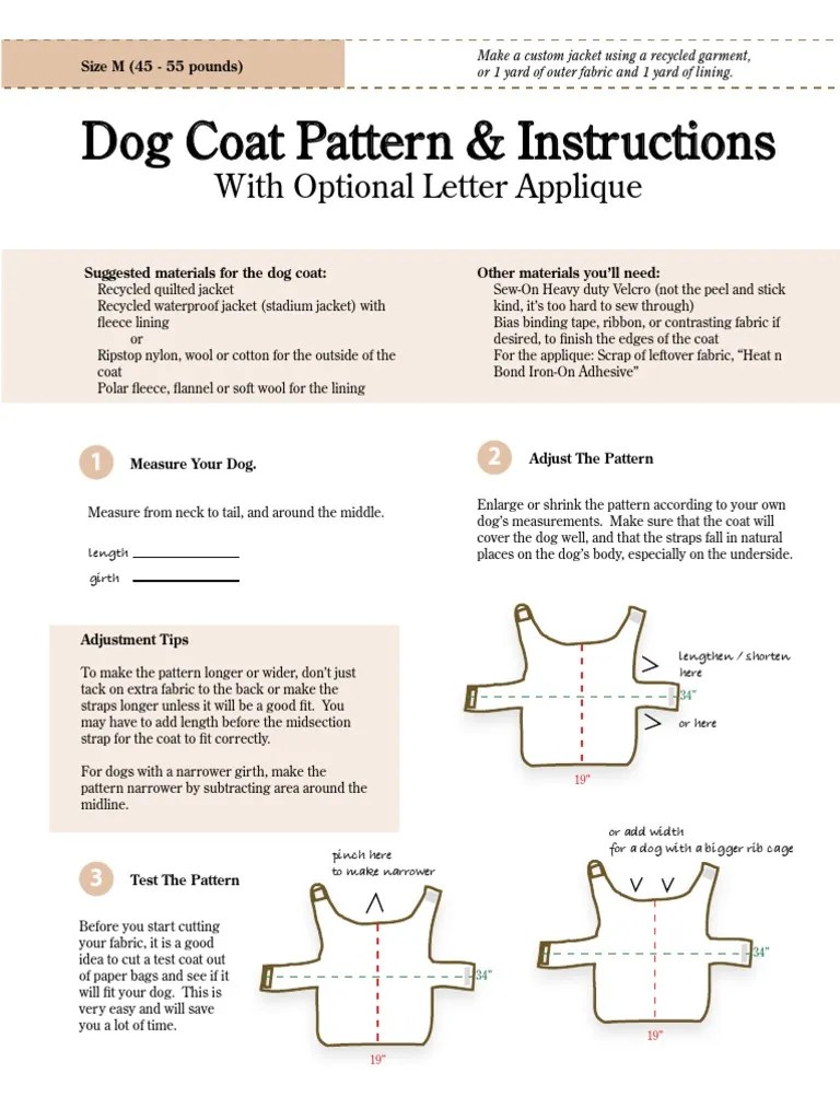 Dog Coat Pattern PDF Seam (Sewing) Sewing