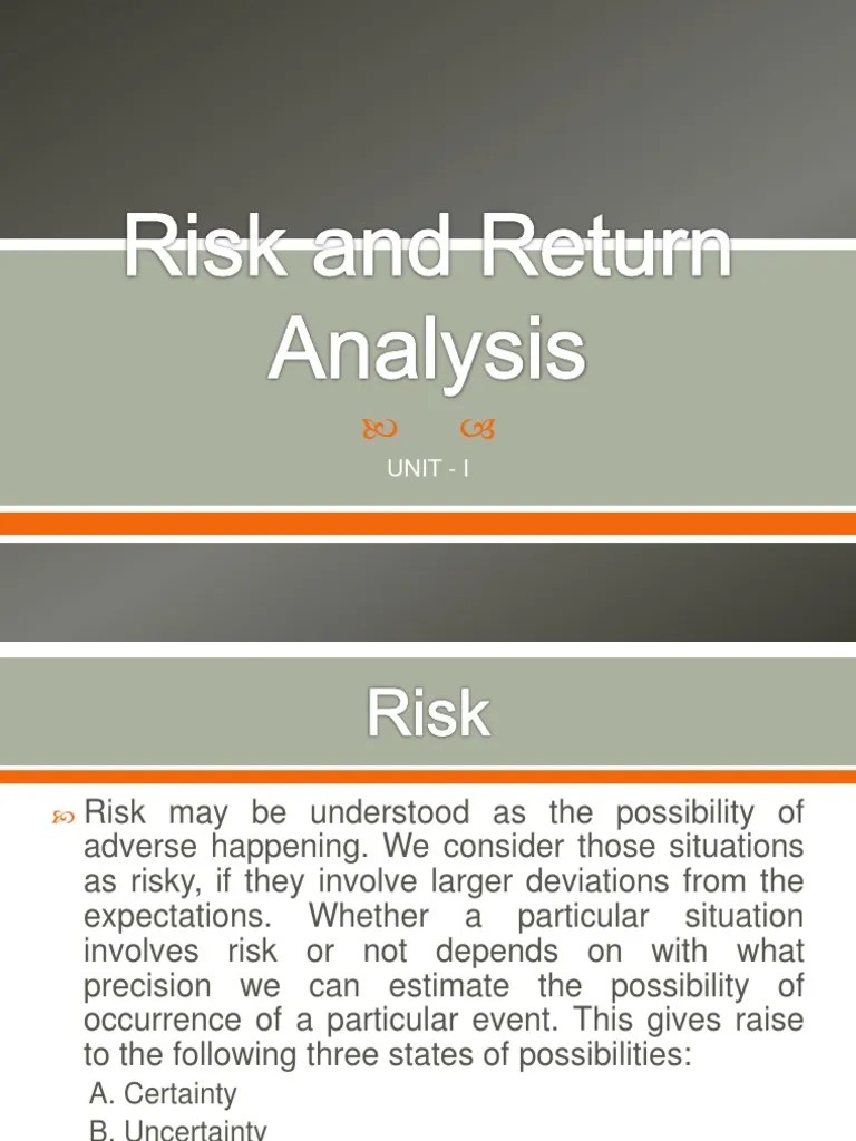Risk and Return PDF Investing Risk