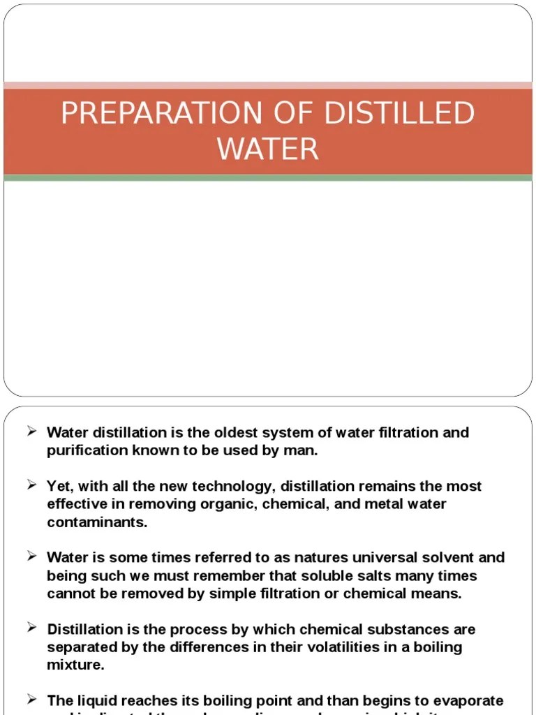 Preparation of Distilled Water Distillation Boiling