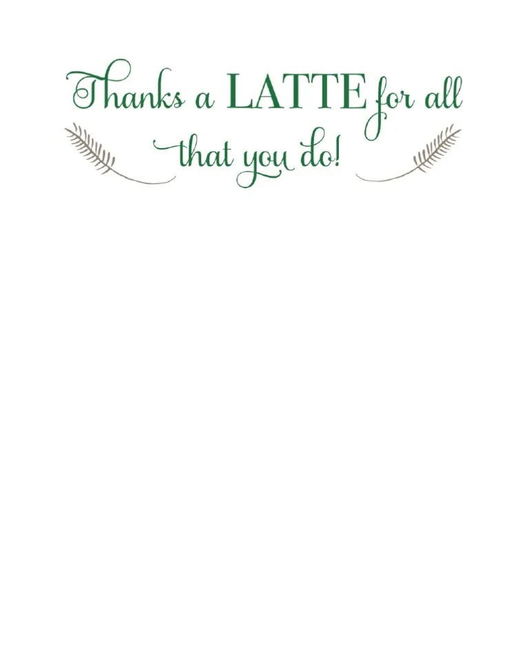 'Thanks A Latte' Printable Card PDF