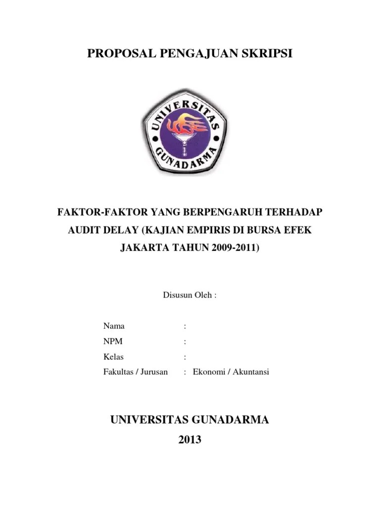 Proposal Pengajuan Skripsi Universitas Gunadarma | Pdf