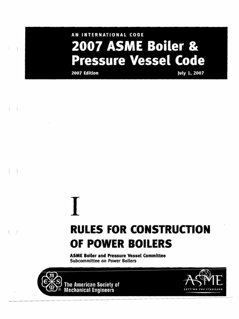 2007 ASME Boiler Pressure Vessel Code Rules For Construction of Power