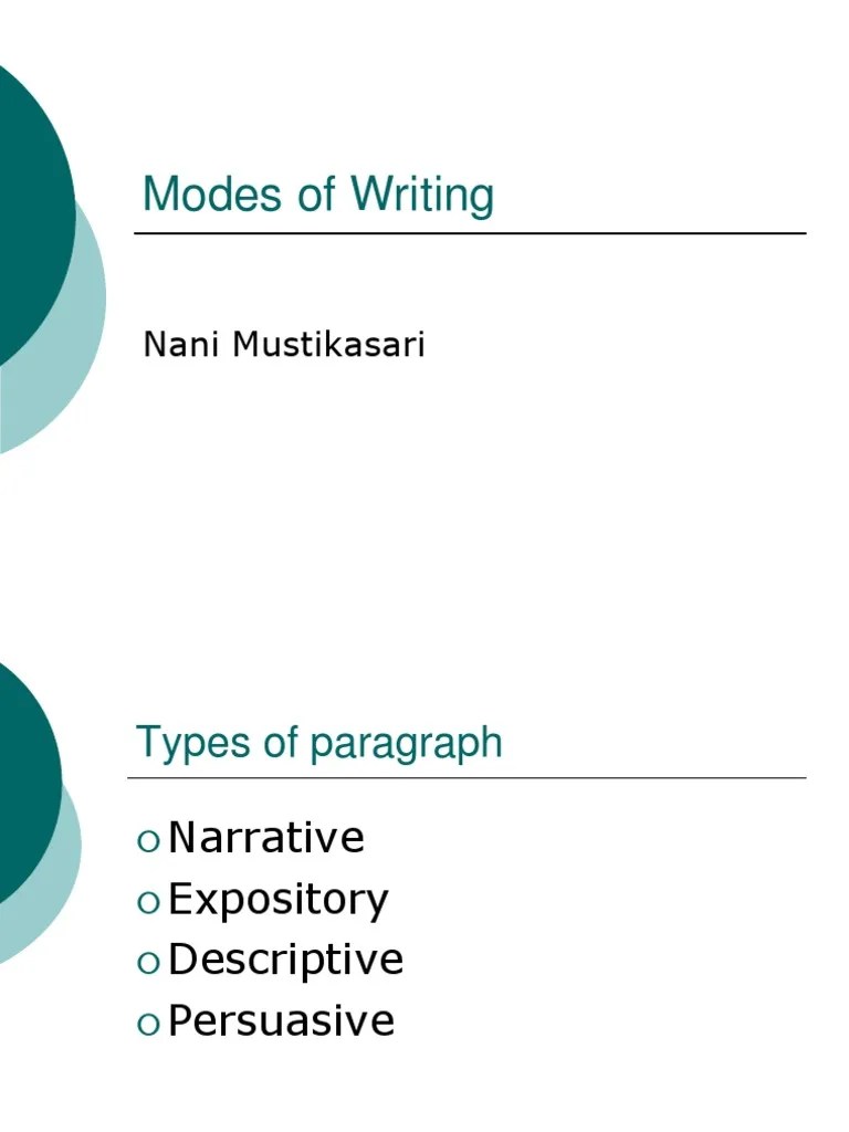 Modes of Writing Narrative