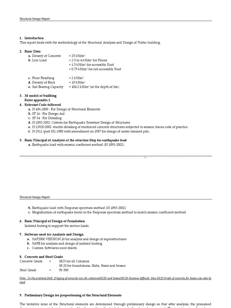 STRUCTURAL DESIGN Report Structural Load Bending