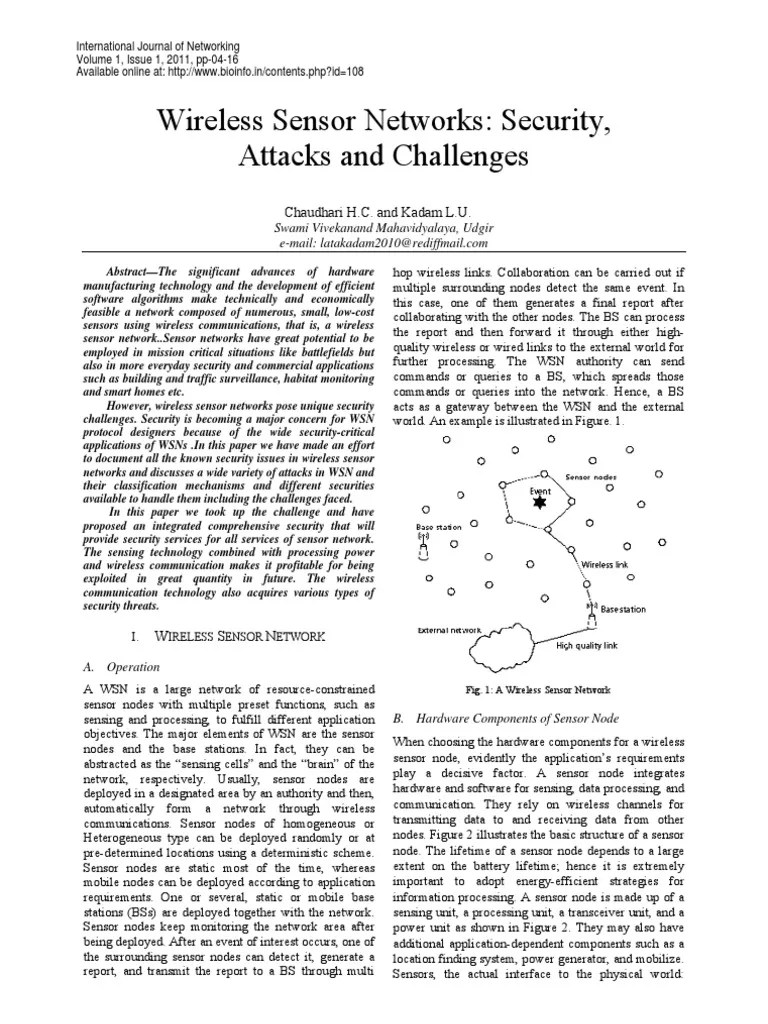 Wireless Sensor Networks Security, Attacks and Challenges PDF