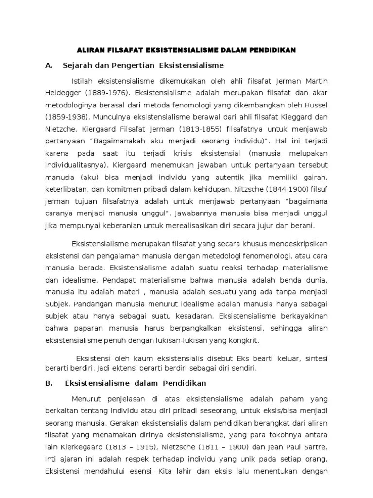 19 Makalah Filsafat Pendidikan Eksistensialisme Pdf