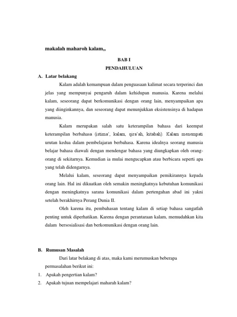 makalah maharoh kalam,, Bab I Pendahuluan A. Latar belakang
