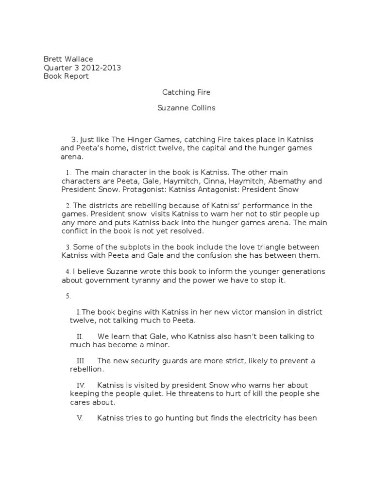 A Detailed Book Report and Analysis of Catching Fire by Suzanne Collins PDF The Hunger Games