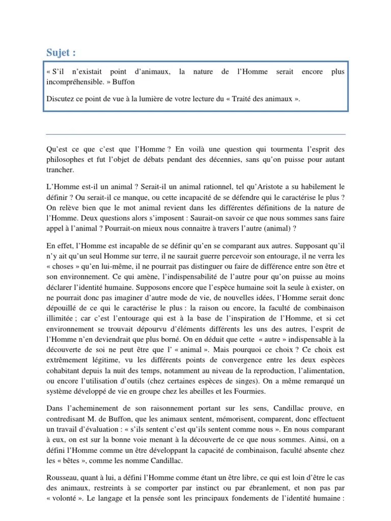 l'Homme et l'animal Dissertation Nature humaine Homo sapiens
