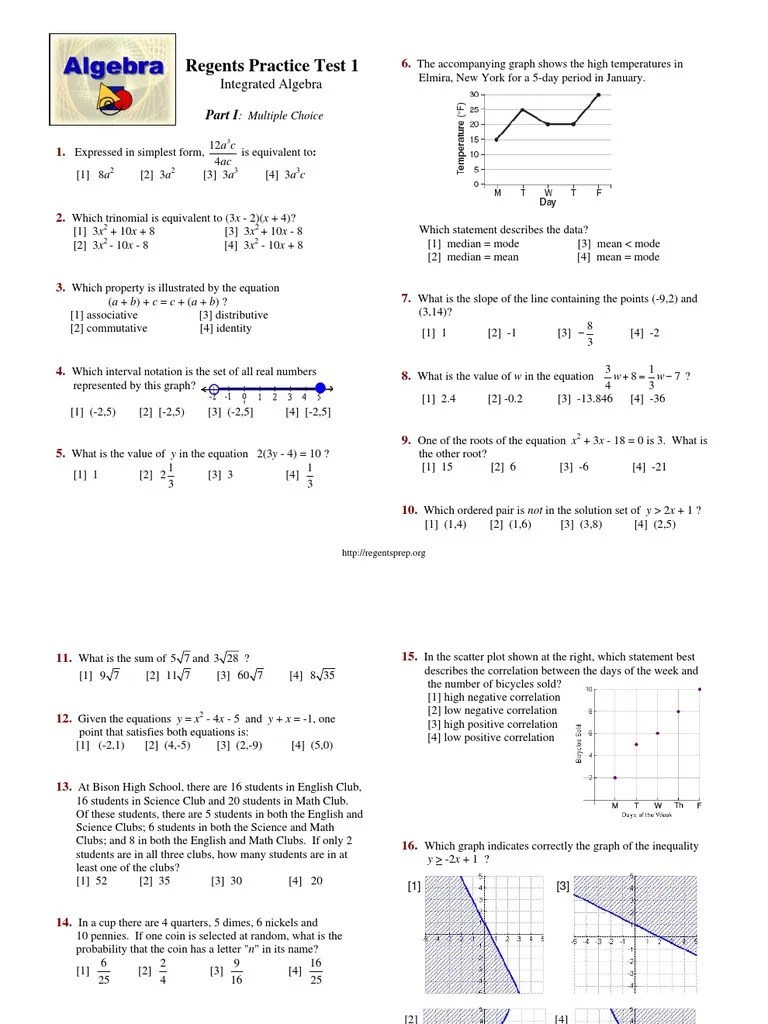 Regents Practice Test 1 Mode (Statistics) Mean