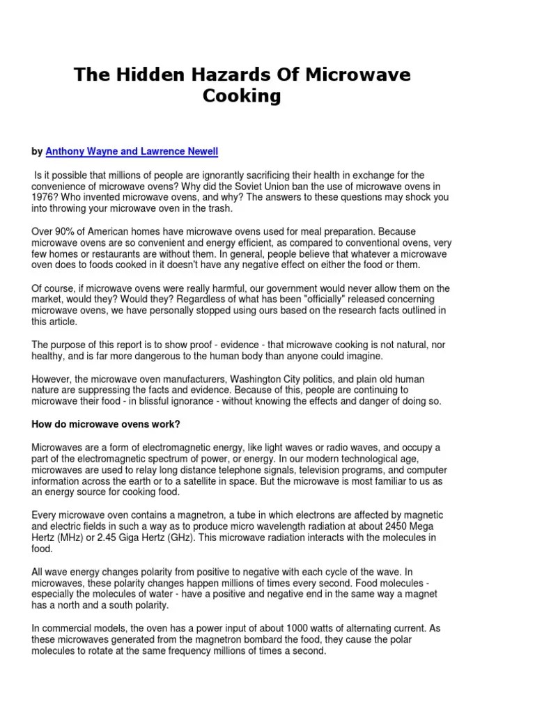 The Hidden Hazards of Microwave Cooking PDF Hertz Radiation