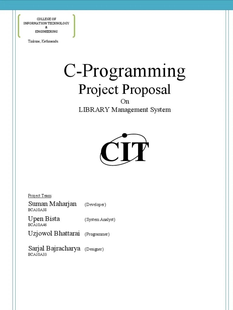 Project Proposal on Cprogramming {Library Management System} C
