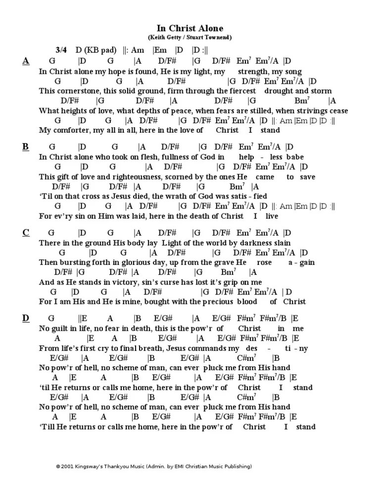 In Christ Alone Lead Sheet