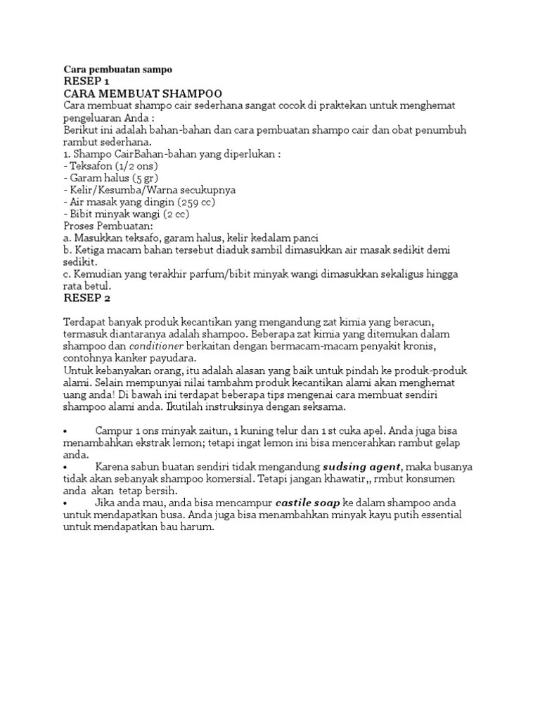 Cara Pembuatan Sampo | PDF