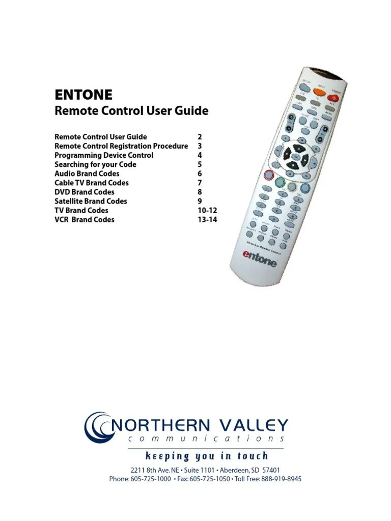 Entone Remote Control Set Top Box Remote Control