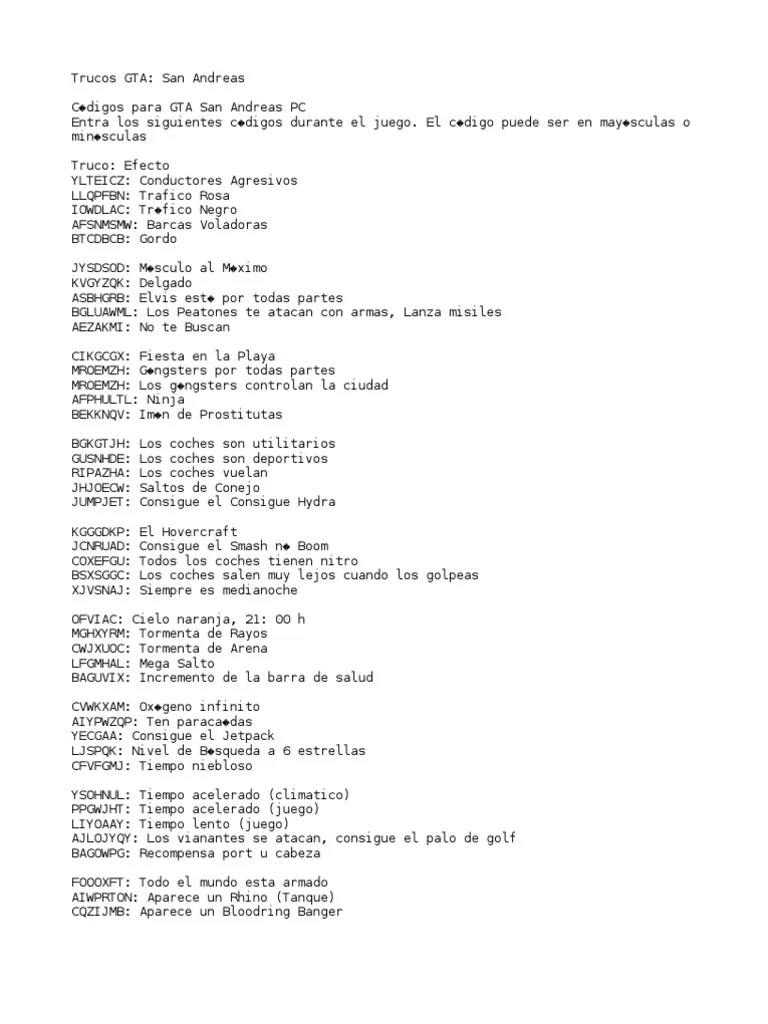 Trucos Gta San Andreas Ocio Deportes