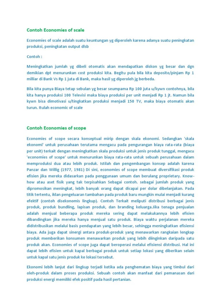 Contoh Economies of Scale