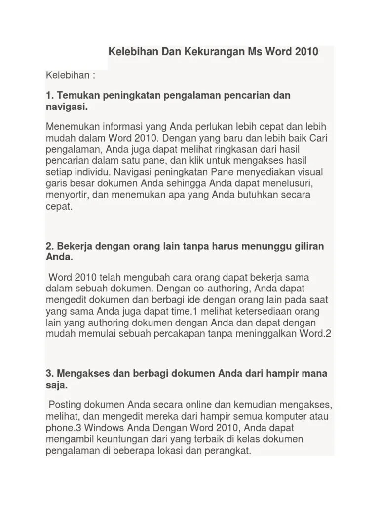 Kekurangan Dan Kelebihan Microsoft Word – Rasanya
