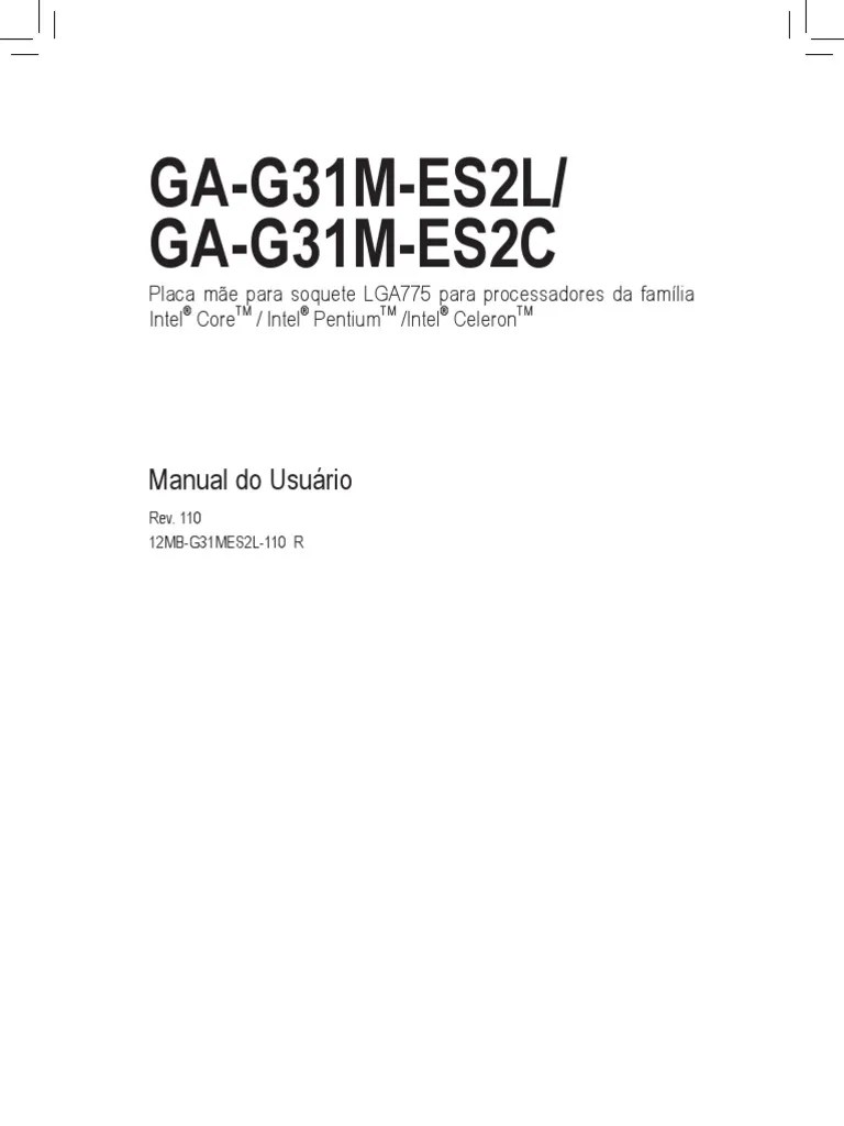 Manual Ga g31m Es2c | PDF | BIOS | Memória de acesso aleatório (RAM)