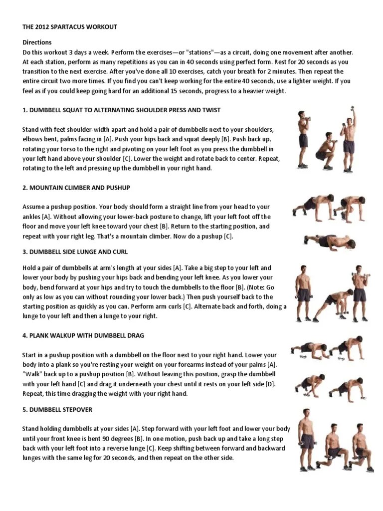 The 2012 Spartacus Workout Recreation Human Anatomy