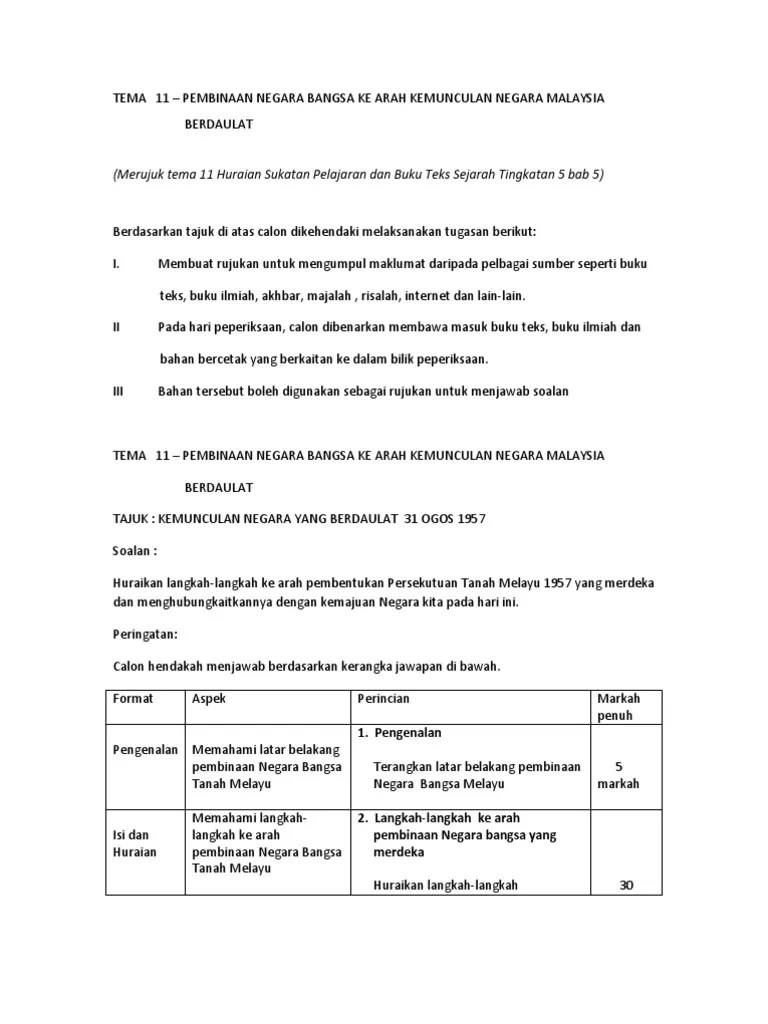 Usaha ini, dapat memupuk dan memperkukuh identiti diri serta semangat setia negara sebagai warganegara malaysia yang arif dan peka sejarah. Kesedaran Pembinaan Negara Bangsa Kertas 3 Kokakka