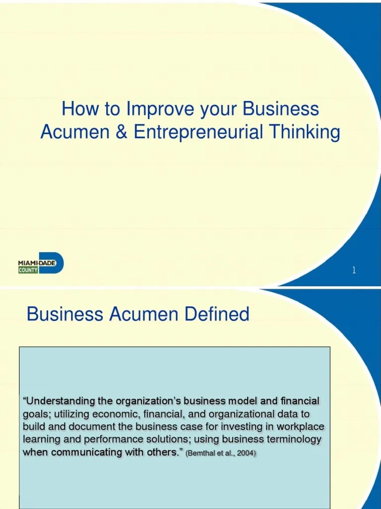 Business Acumen Entrepreneurship Competence (Human Resources)