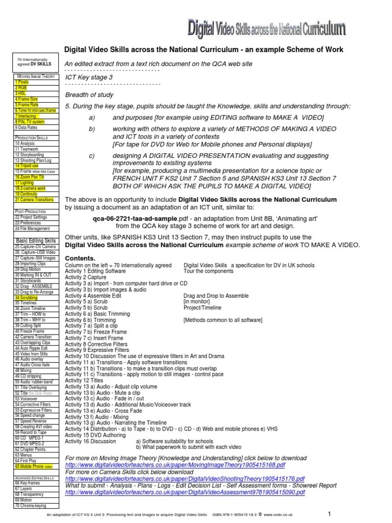 Digital Video Editing Skills for Ict Video Digital Video
