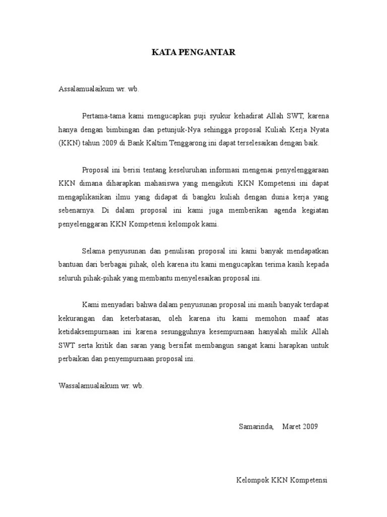 Kata Pengantar Proposal Kkn Bpd