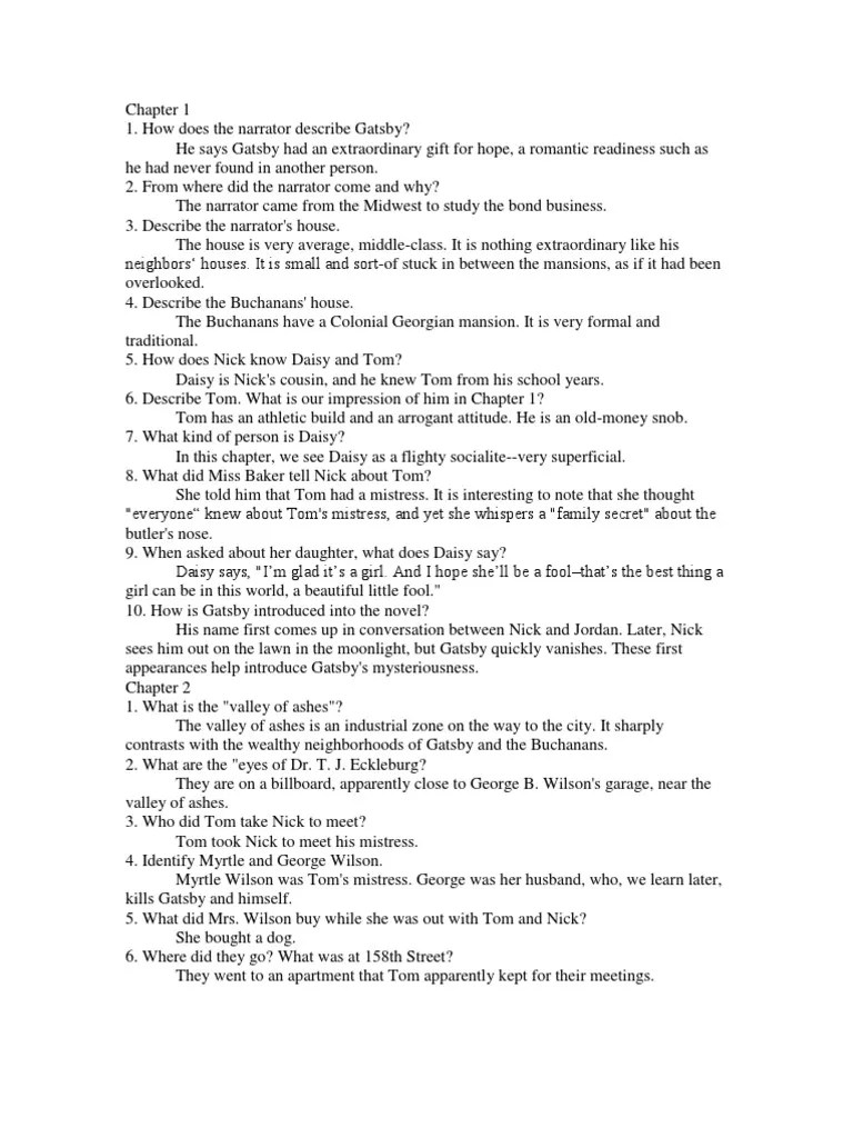 The Great Gatsby Questions & Answers (Chapter 15) The Great Gatsby