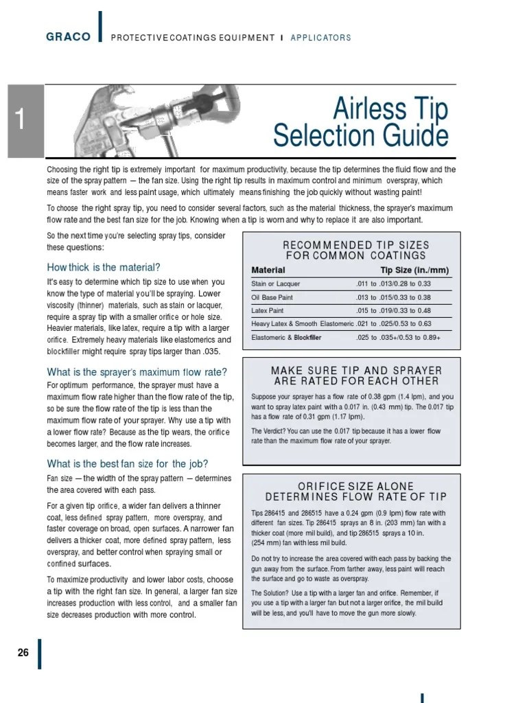 Graco Airless Tip Selection Guide | Paint | Pounds Per Square Inch