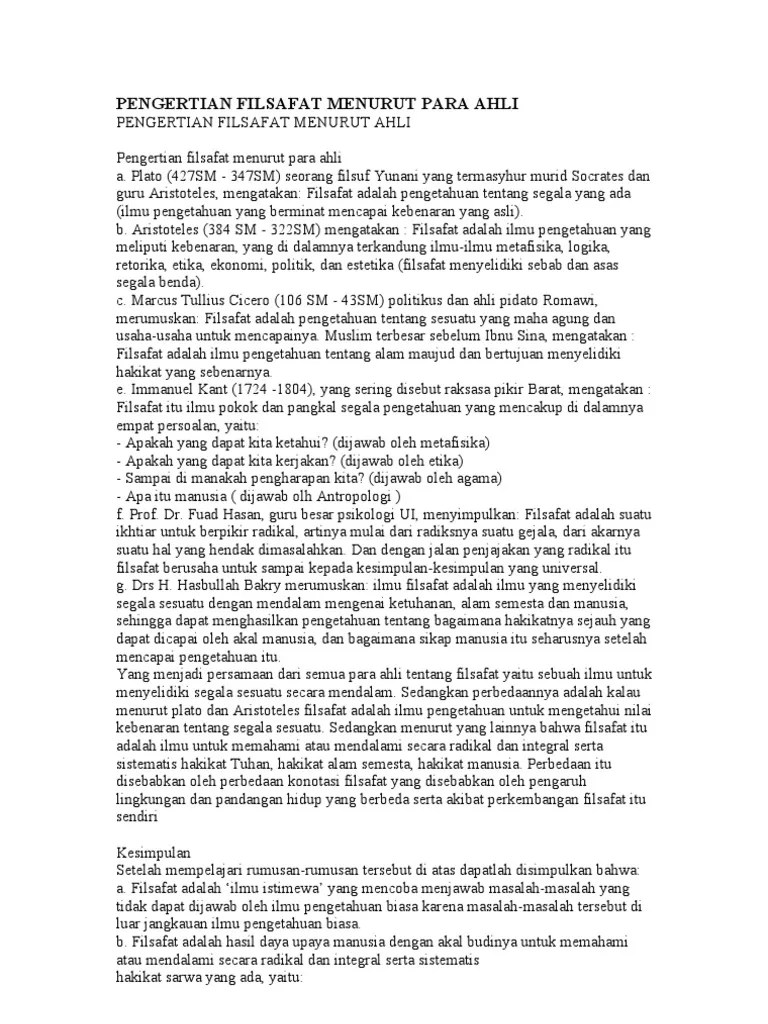 Pengertian Filsafat Menurut para Ahli PDF