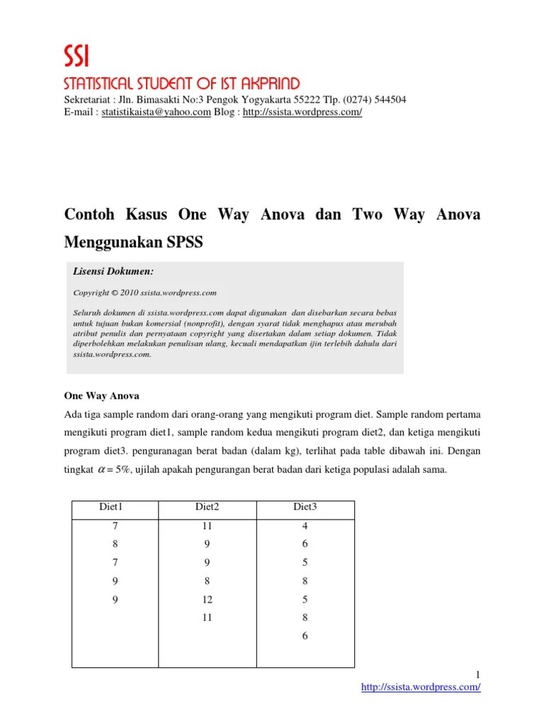 Pengertian dan contoh soal uji anova satu arah statmatid. Contoh One Way Anova Dan Two Way Anova Menggunakan Spss Pdf