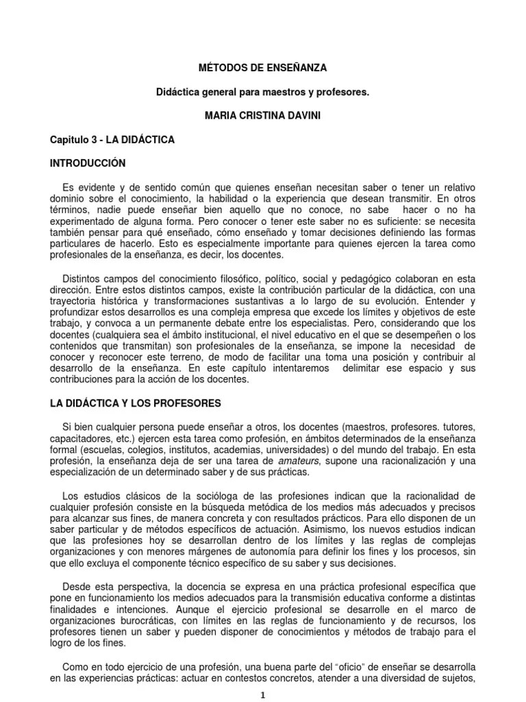 Davini Metodos de La Ensenianza Capitulo 3 Conocimiento Plan de
