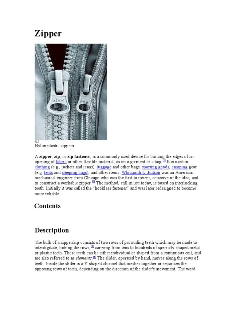 Zipper Clothing Science