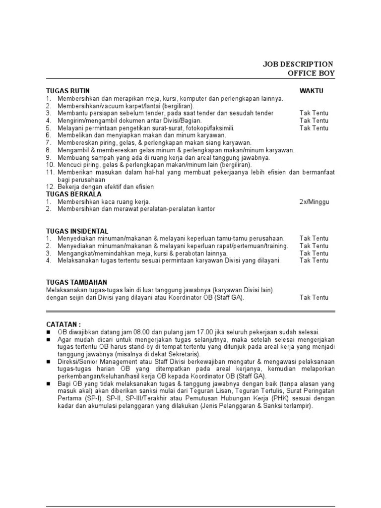 Uraian Kegiatan Office Boy