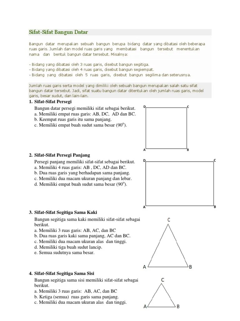 Sifat Bangun Datar | PDF