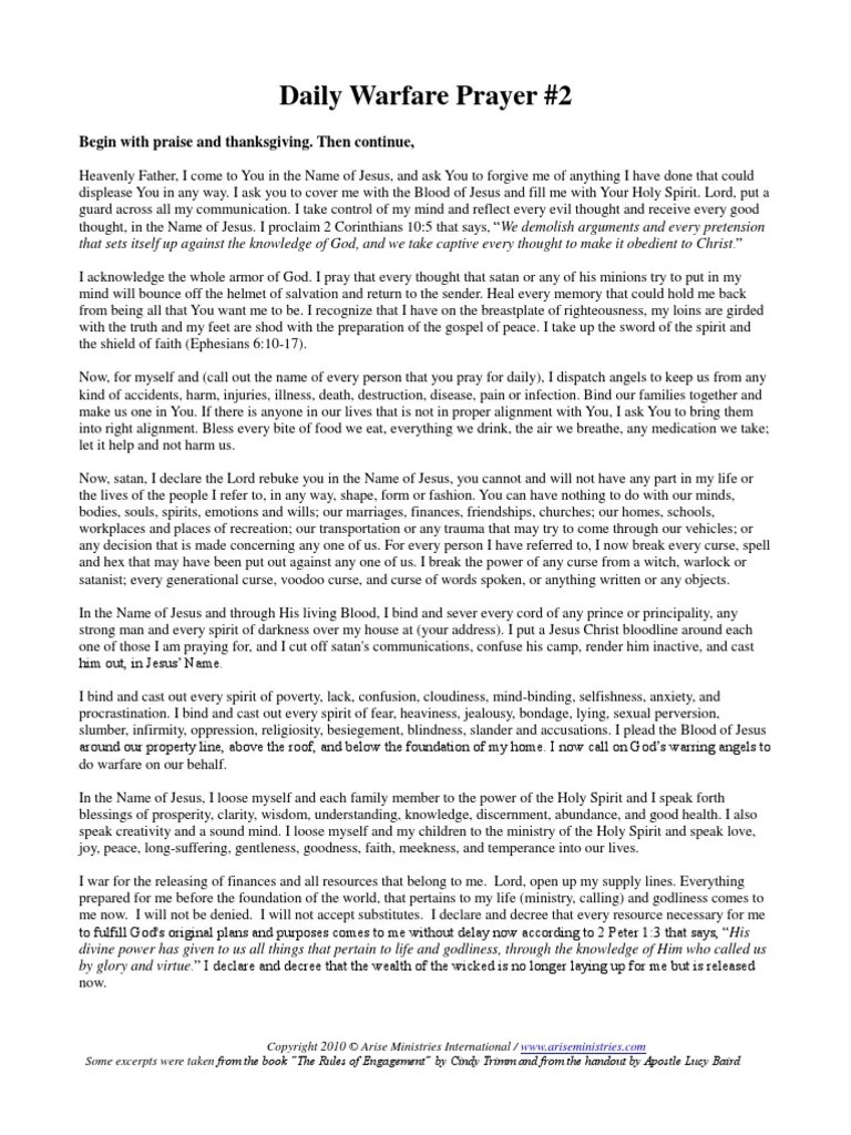 Cindy Trimm Daily Warfare Prayer2 Armor Of God Satan