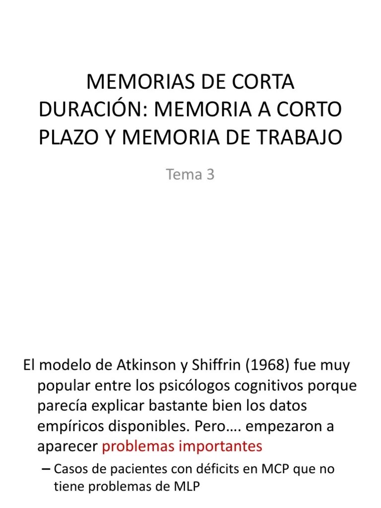 3.MEMORIAS DE CORTA DURACIÓN Memoria funcional Memoria