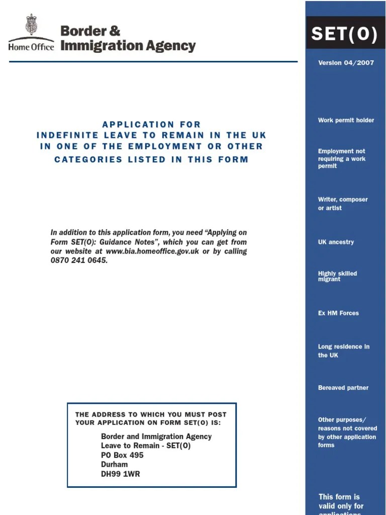 UK Home Office Set (O) Form PDF Cheque Payments