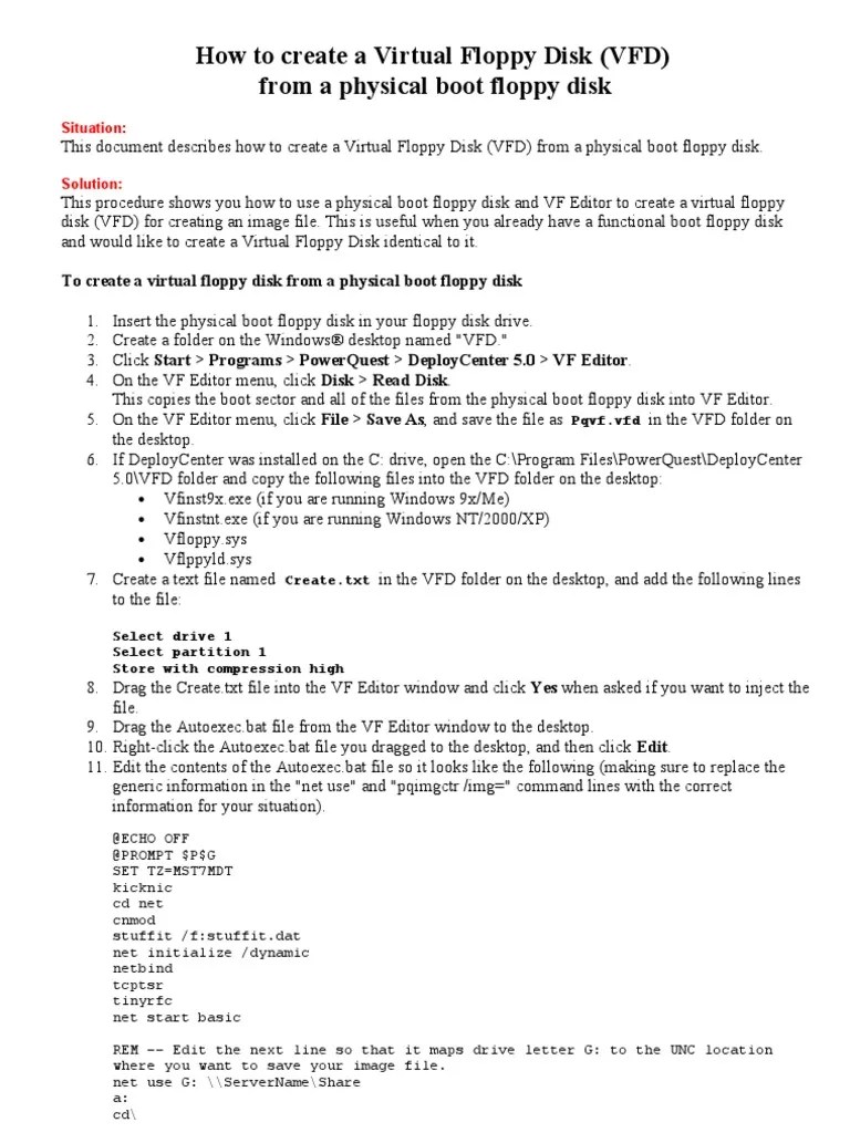 How To Create A Virtual Floppy Disk PDF Dos Floppy Disk