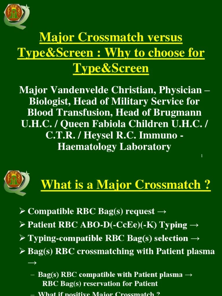 Major Crossmatch Versus TypeScreen Blood Donation Blood Transfusion