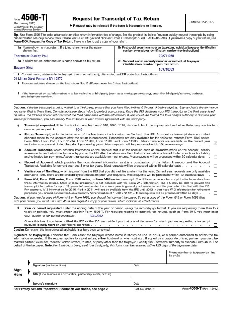 WWW - Irs.gov Pub Irs-PDF f4506t | PDF | Irs Tax Forms | Internal