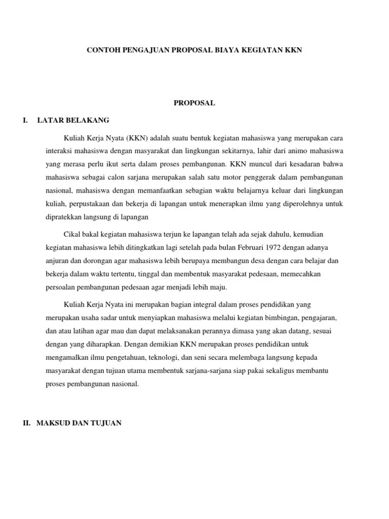 Contoh Pengajuan Proposal Biaya Kegiatan KKN PDF