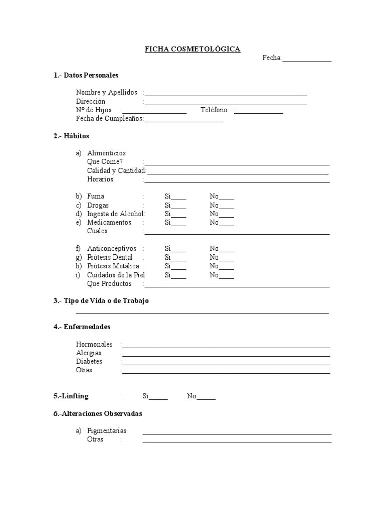 Ficha Cosmetológica PDF