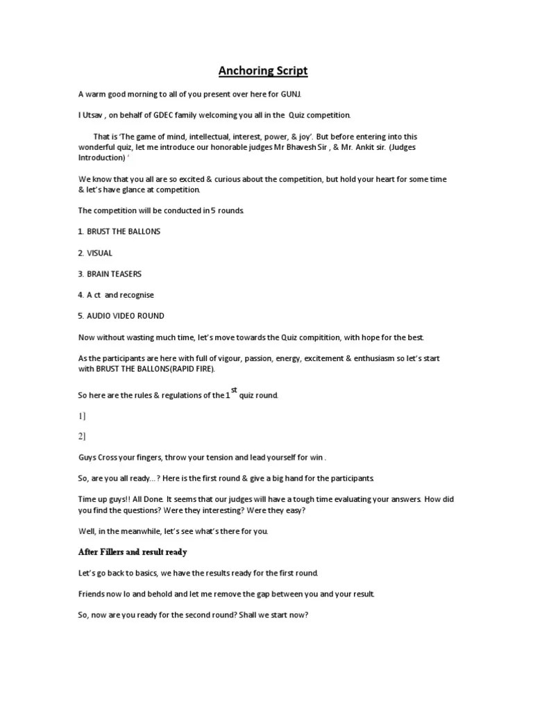 Anchoring For Speech In Morning Assembly Sulihae