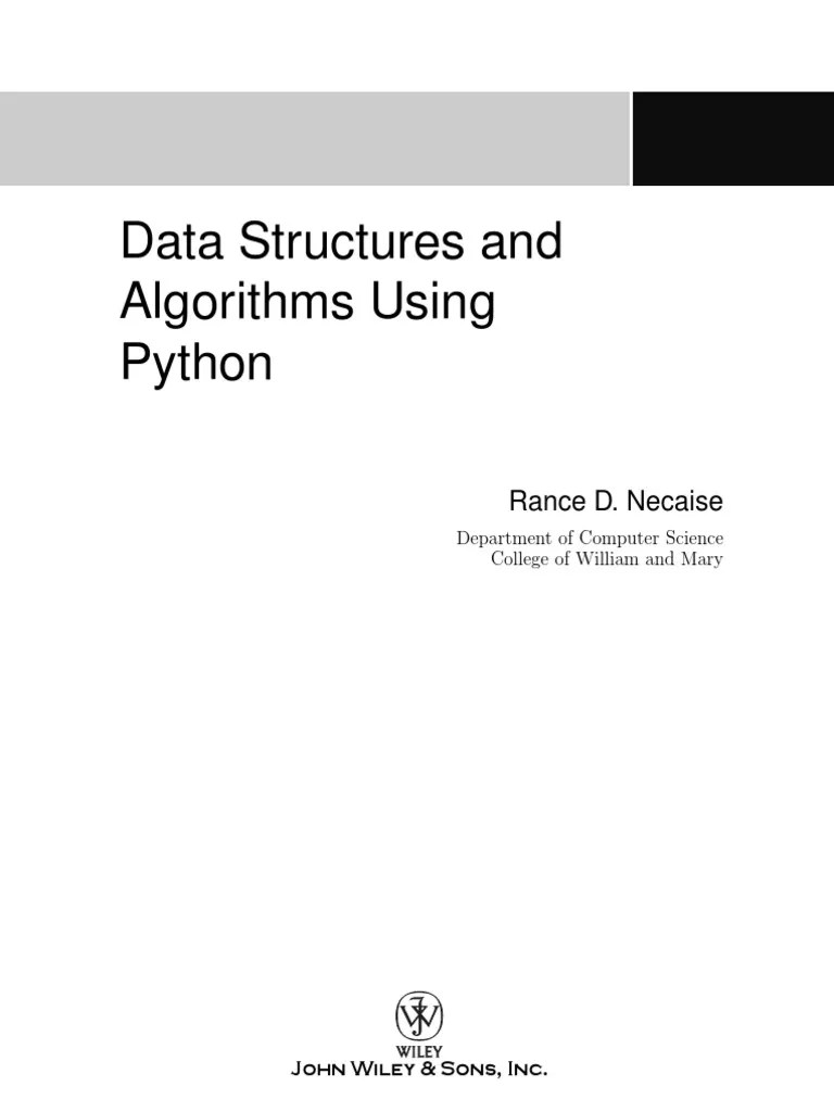 Data Structures and Algorithms Using Python Data Type Object