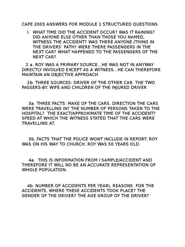 Cape 2003 Answers for Module 1 Structured Questions By Edlin Rochford