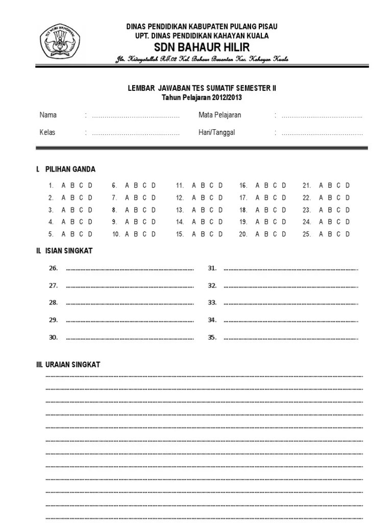 Lembar Jawaban UKK | PDF